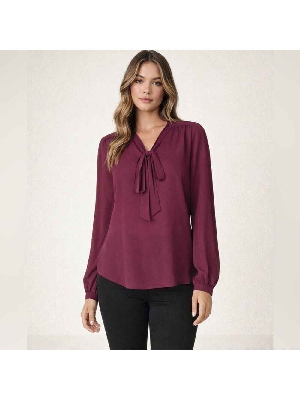 Forever 21 burgundy Tie-Neck Blouse